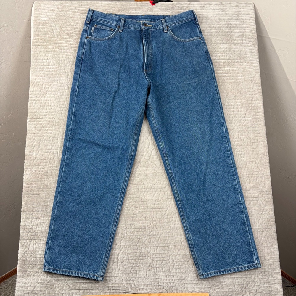 Carhartt B172 DST Flannel Lined Relaxed Fit Jeans Blue Denim Mens 38x30